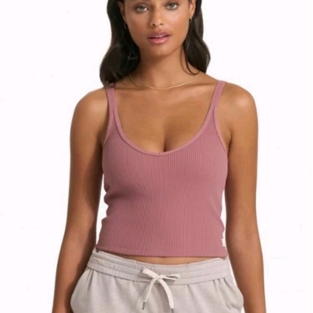 Vuori Pink Ribbed Tank Top